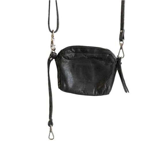 MAXON COLLECTION Italy Leather Wristlet Pouch Convertible Purse Black - Picture 6 of 16